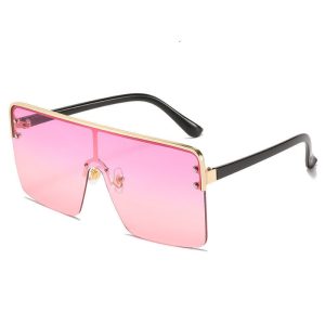 Fashion Big Frame Metal Gradient Color All-In-One Sunglasses