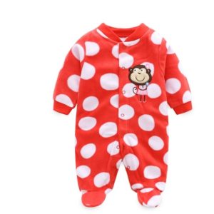 Baby Foot-Wrapped Long-Sleeved Printed One-Piece Romper