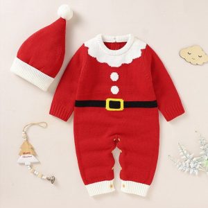 Baby Knitted Jumpsuits Christmas Cute Clothes And Hats