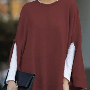 Bat Sleeve Knit Top Poncho