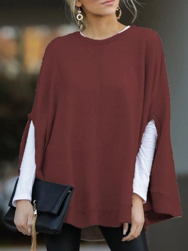 Bat Sleeve Knit Top Poncho