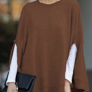 Bat Sleeve Knit Top Poncho