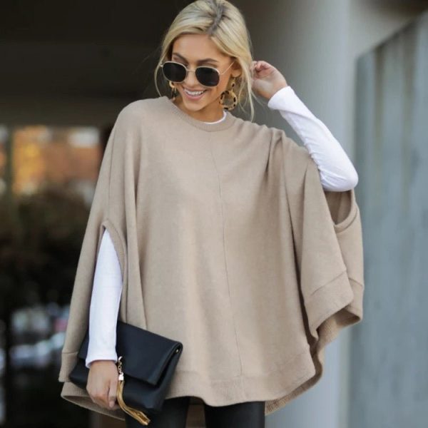 Bat Sleeve Knit Top Poncho