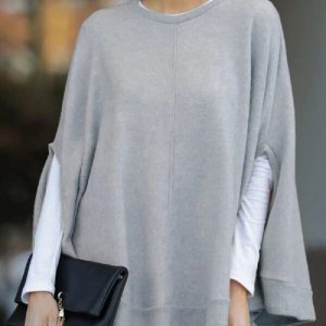 Bat Sleeve Knit Top Poncho