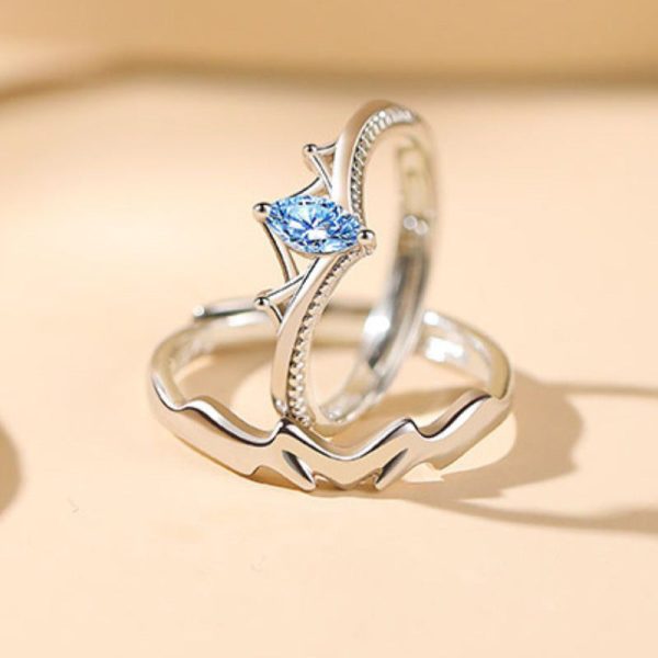 Fashion Blue Diamond Crown Ring