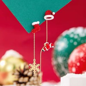 Xmas Moving Santa Claus Long Tassel Earrings