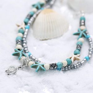 Sea Star & Turtle Anklet