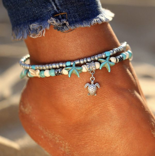 Sea Star & Turtle Anklet