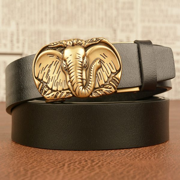 Elephant Automatic Buckle Belt Cowhide Casual