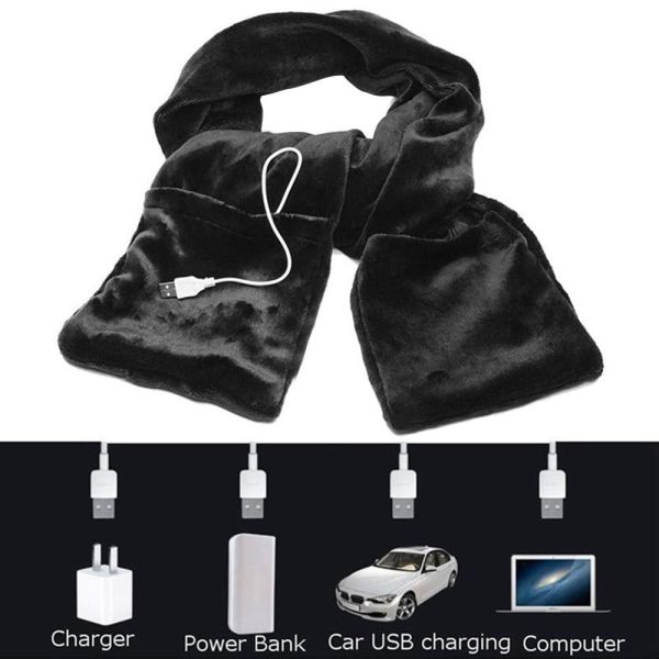 Black Fashion Warm Usb Heating Scarf