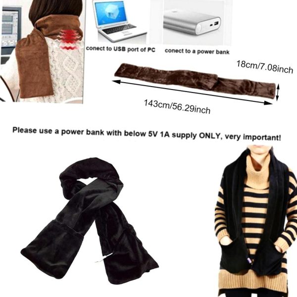 Black Fashion Warm Usb Heating Scarf