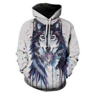 Blue Eyes Wolf 3D Digital Printed Men'S Hoodie