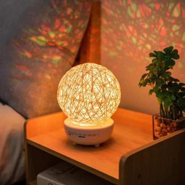 Bluetooth-Compatible Music Led Night Light Romantic Dimmable Starry Bedside Rechargeable Rattan Ball Moon Lamps