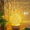 Bluetooth-Compatible Music Led Night Light Romantic Dimmable Starry Bedside Rechargeable Rattan Ball Moon Lamps