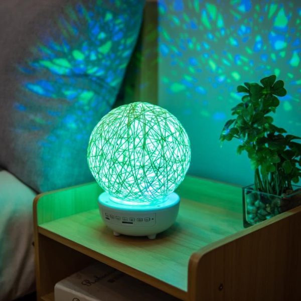 Bluetooth-Compatible Music Led Night Light Romantic Dimmable Starry Bedside Rechargeable Rattan Ball Moon Lamps