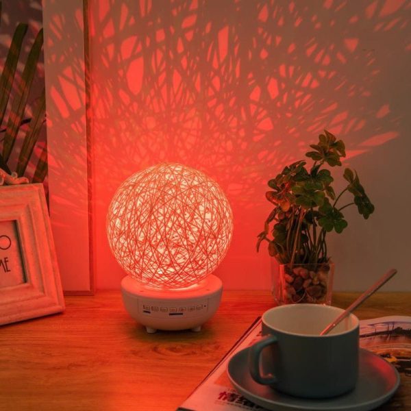 Bluetooth-Compatible Music Led Night Light Romantic Dimmable Starry Bedside Rechargeable Rattan Ball Moon Lamps