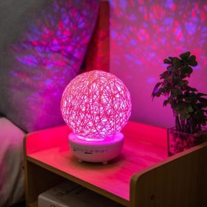 Bluetooth-Compatible Music Led Night Light Romantic Dimmable Starry Bedside Rechargeable Rattan Ball Moon Lamps