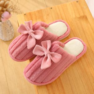 Bowknot Autumn And Winter Cotton Slippers Home Interior