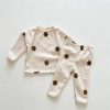 Boys And Girls Baby Bear Print Suit Round Neck Long Sleeve