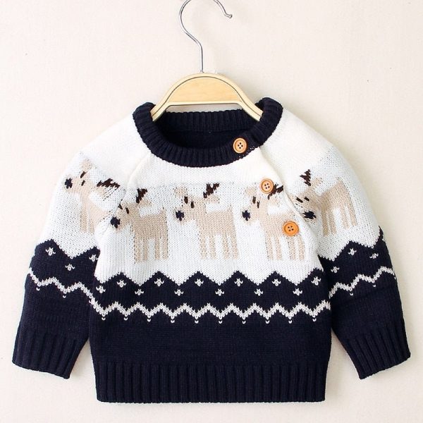 Boys And Girls Knitted Cartoon Christmas Elk Sweater