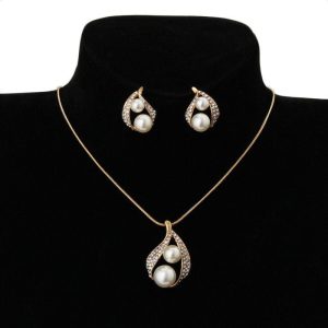 Bridal Jewelry Set Pearl Water Drop Two Pearl Necklace Set