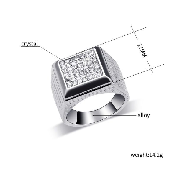 Bright Square Full Diamond Men'S Ring