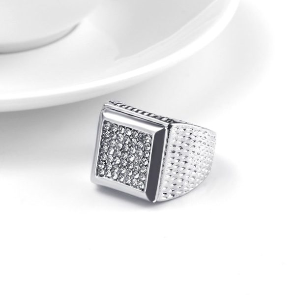 Bright Square Full Diamond Men'S Ring