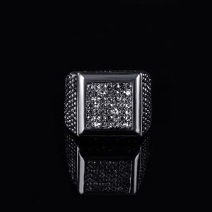 Bright Square Full Diamond Men'S Ring