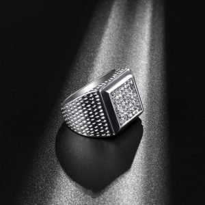 Bright Square Full Diamond Men'S Ring