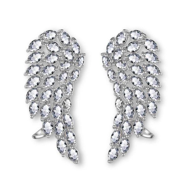 Brilliant Cubic Zirconia Angel Wings Stud Earrings