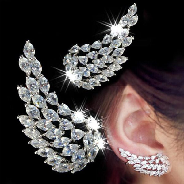 Brilliant Cubic Zirconia Angel Wings Stud Earrings