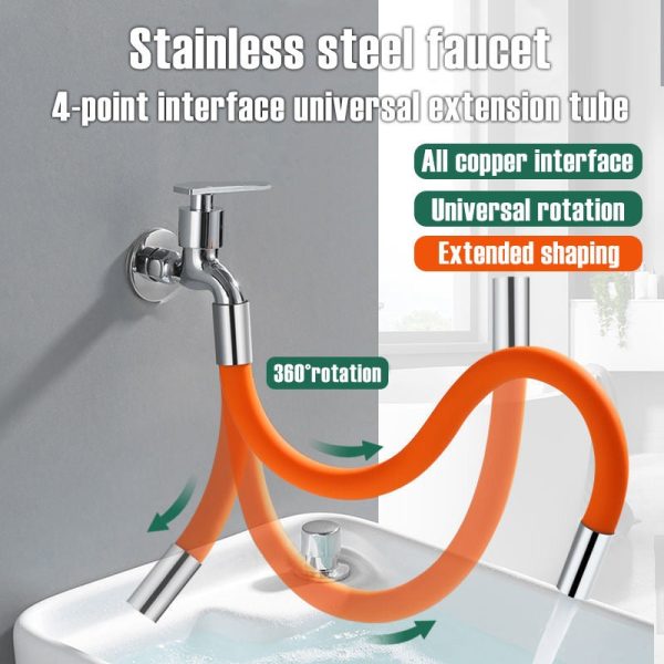 Universal Faucet Extension Extender Bathroom 360 Rotation Adjust Bending Faucet Splash-Proof