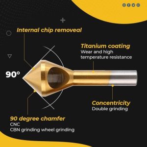 Titanium Coated Countersink Chamfer Tool(4 Pcs)