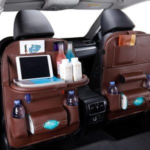 Car Seat Back Organizer Pu Leather Pad Bag Car Storage Organizer Foldable Table Tray