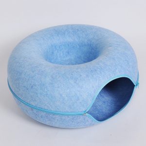 Cat Nest Round Woolen Felt Pet Dual-Use Cat Nest Tunnel Interactive Training Toy