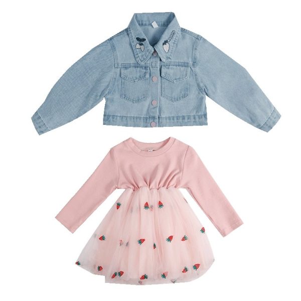 Children'S Spring And Autumn Denim Western Style Girl Autumn Dress