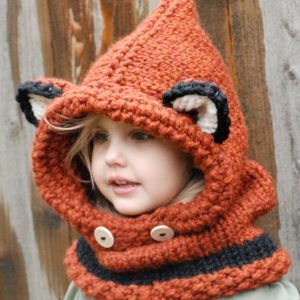 Children'S Wool Knit Hat Hand-Knitted Warm Earmuffs Cape Caps