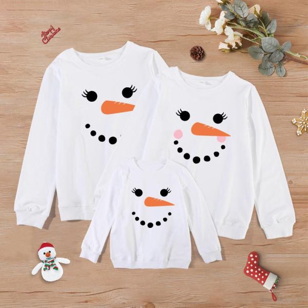 Christmas Creative Funny Print Crew Neck Top Family Wear Xmas Party