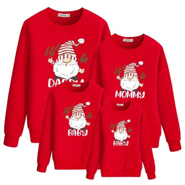 Christmas Creative Funny Print Crew Neck Top Family Wear Xmas Party