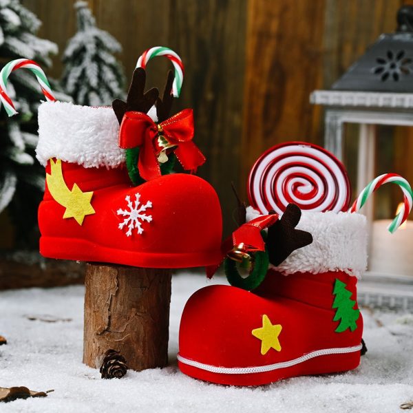 Christmas Decor Santa Boot Shoes Candy Stocking Extra Large Gift Box