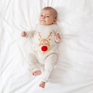 Christmas Deer Printed Mother And Baby Sleepware