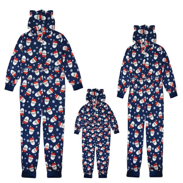 Christmas Family Matching Onesies Sleepwear Jumpsuit Santa Claus Long Sleeve Hooded