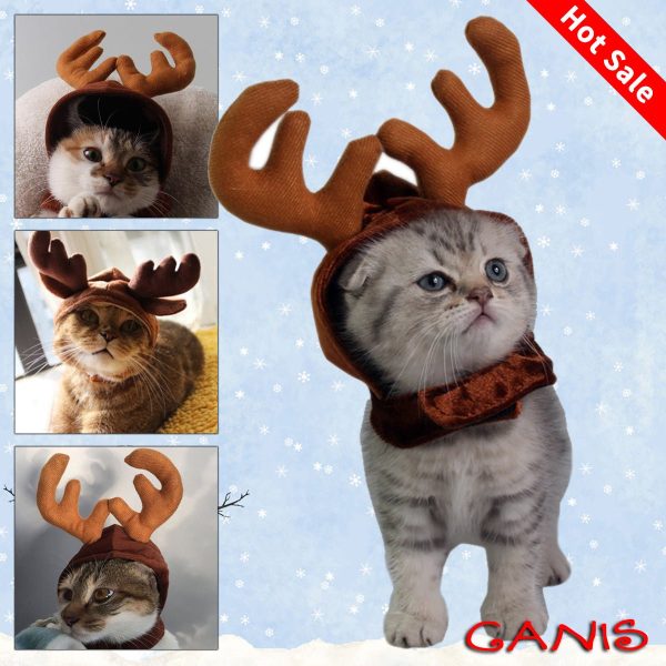 Christmas Pet Cat Dog Elk Deer Hat Reindeer Headband Cap