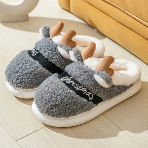 Christmas Winter Home Slippers Elk Soft Cozy Bedroom Slipper