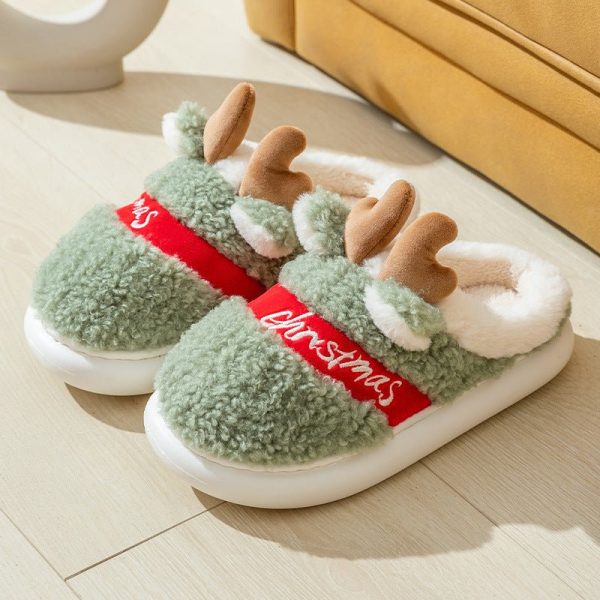 Christmas Winter Home Slippers Elk Soft Cozy Bedroom Slipper