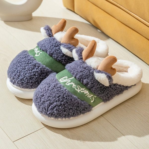 Christmas Winter Home Slippers Elk Soft Cozy Bedroom Slipper