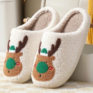 Christmas Winter Home Slippers Elk Soft Cozy Bedroom Slipper House Shoes