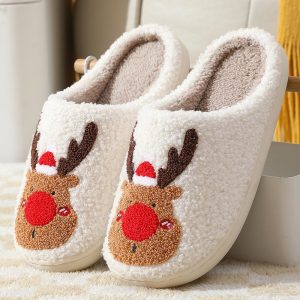 Christmas Winter Home Slippers Elk Soft Cozy Bedroom Slipper House Shoes