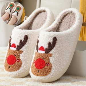 Christmas Winter Home Slippers Elk Soft Cozy Bedroom Slipper House Shoes