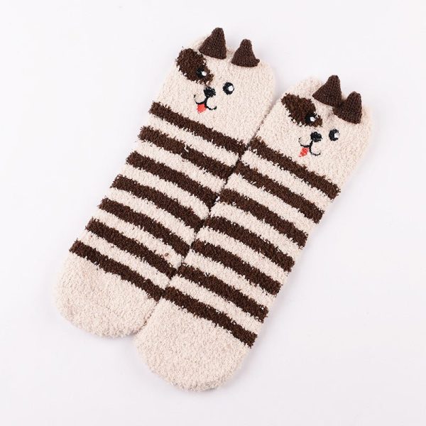 Coral Fleece Christmas Cartoon Terry Socks